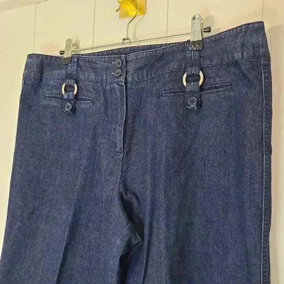 Larry Levine Trouser Jeans Buckle Detail straight Leg Size 16 - Picture 2 of 8